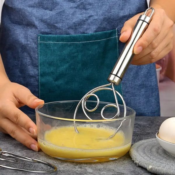 Manual Steel Dough Whisk – Non-Stick Baking Beater Tool