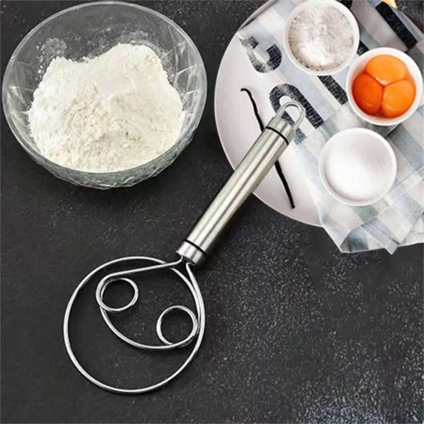Manual Steel Dough Whisk – Non-Stick Baking Beater Tool