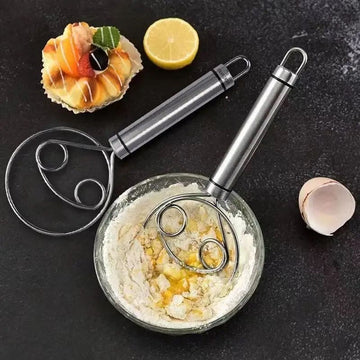 Manual Steel Dough Whisk – Non-Stick Baking Beater Tool