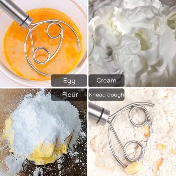 Manual Steel Dough Whisk – Non-Stick Baking Beater Tool