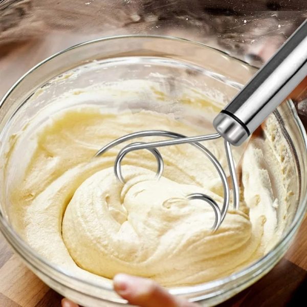 Manual Steel Dough Whisk – Non-Stick Baking Beater Tool