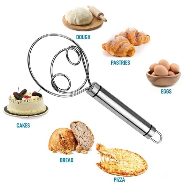Manual Steel Dough Whisk – Non-Stick Baking Beater Tool