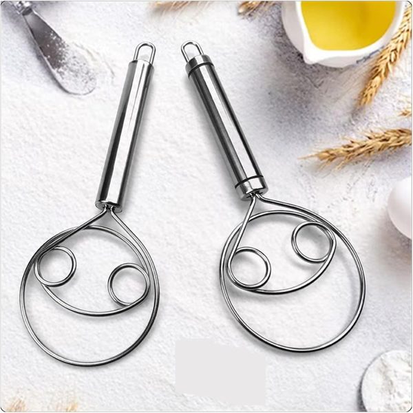 Manual Steel Dough Whisk – Non-Stick Baking Beater Tool