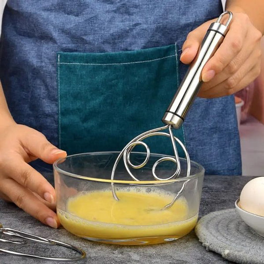 Manual Steel Dough Whisk – Non-Stick Baking Beater Tool